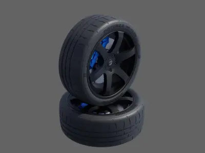 3d Wheel Model of Bridgestone Potenza RE-71RS Low-poly 3D model