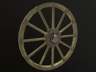 Wagon Wheel 4 Low-poly 3D model