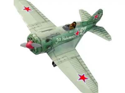 Polikarpov I-16 Donkey WW2 fighter Low-poly 3D model