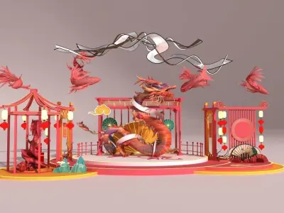Dragon shaped Holiday Decorations 3D model