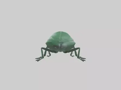 Beetle on leaf model Low-poly 3D model
