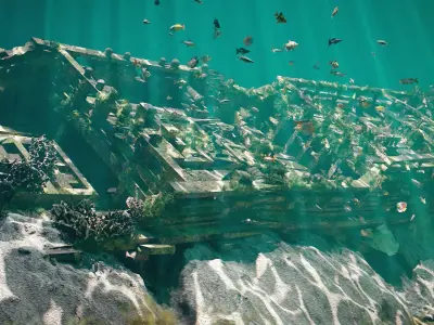 Underwater Shipwreck Scene Low-poly 3D model