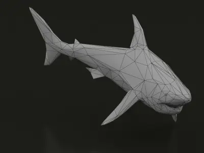 Low Poly Great White Shark Low-poly 3D model
