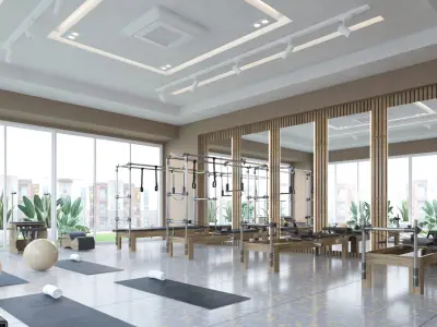 Pilates Reformer Studio Interior 3D model