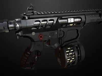 AR-15 Skeletonized  Low-poly 3D model