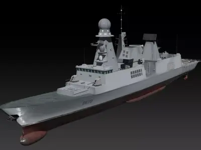 Horizon class destroyer FS Forbin Low-poly 3D model