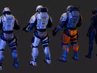Sci-fi Soldiers 3D Model 3D model