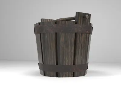 Medieval Wooden Bucket Free low-poly 3D model