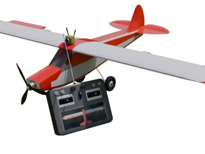 Rigged RC Plane with Remote Controller 3D Model Low-poly 3D model