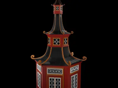 Chinese Pagoda Garden Structures Viewing Pavilions Low-poly 3D model