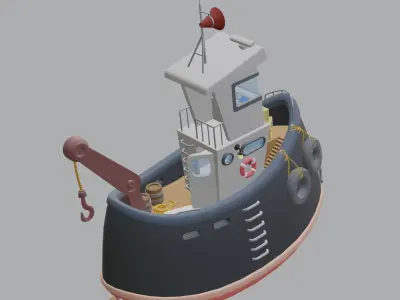 stylized fishing boat Low-poly 3D model