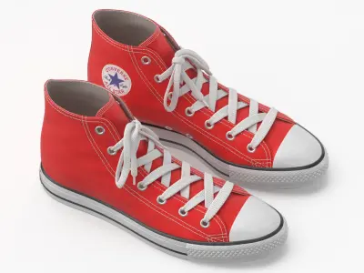 Basketball Leather Shoes Red 3D model