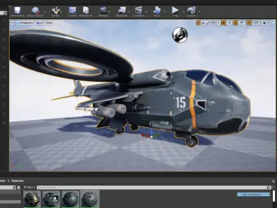 Helicopter Jet Airplane Spaceship Si-Fi Space Fighter UE 5 Low-poly 3D model