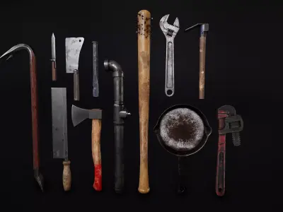 Survival Weapons and Tools Low-poly 3D model