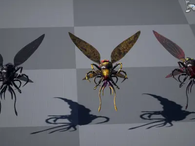 Flying insect remastered Low-poly 3D model