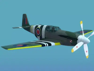 P51B Mustang wwII airplane 3D model