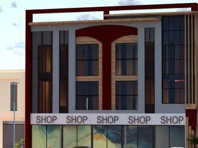 Elegant Commercial Building A16 DWG and SketchUp 3D model