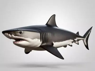 Great White Shark Fierce Predator Open Mouth Sharp Teeth Low-poly 3D model