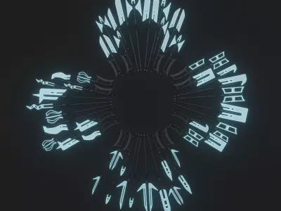 Sci-fi spears and swords collection pack Low-poly 3D model