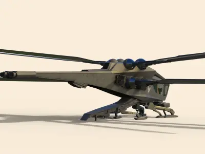 Ornithopter futuristic helicopter with two propellers 3D model