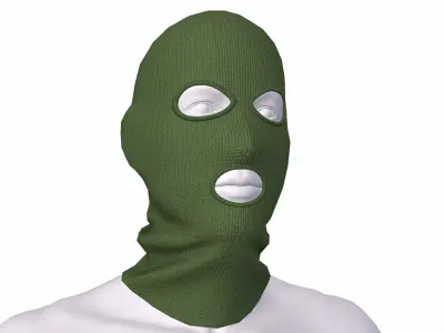 Balaclava mask khaki game ready Low-poly 3D model