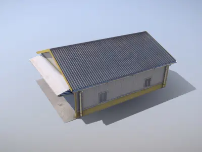 Airfield Hangar 12m Vr1 YELLOW Low-poly 3D model