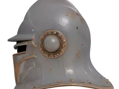 Dented Knight Helmet 3D Model 3D model