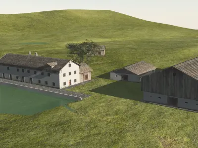Historic Bavarian farmhouse 18th century Einfirsthof Low-poly 3D model