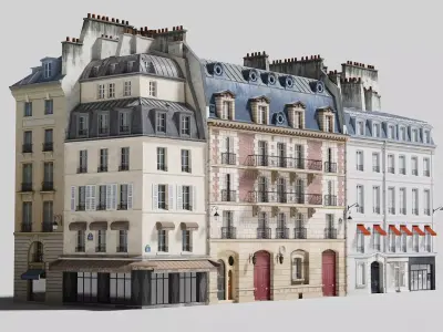 Paris quarter 1 Low-poly 3D model