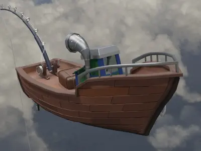 low poly fishsing boat Low-poly 3D model