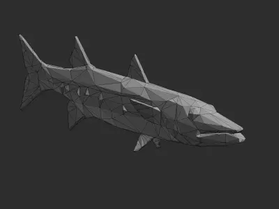 Low Poly Great Barracuda Low-poly 3D model
