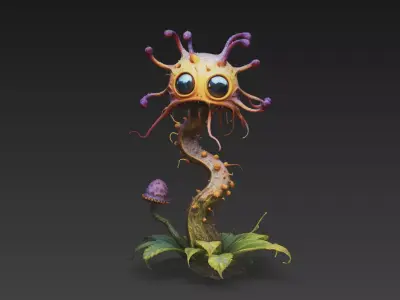 Alien Fungal Creature - High-Poly PBR Monster Plant 4K Textures 3D model