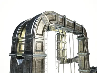 Industrial Modular Ventilation System 20 Parts Low Poly Textured Free low-poly 3D model