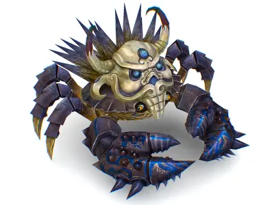 Blue Giant Crab Shell Crayfish Arthropods Sea Animal Low-poly 3D model