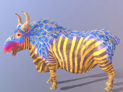 Mythical Zebra COW SHAKING butt IDLE 3D model