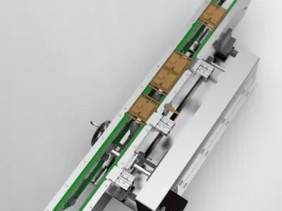 Width adjustable double belt assembly line 3D model