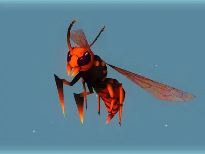 Animated Wasps Pack Low-poly 3D model