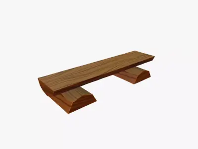 Cartoon WoodenBench Low-poly 3D model
