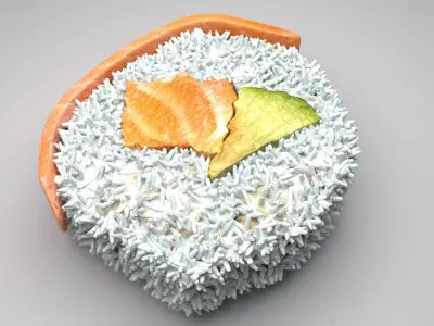 Sushi Roll With Salmon Fish 3D model