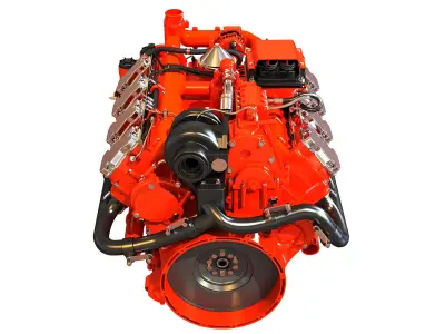 Diesel Engine of 8 Cylinder Power Generation 3D model