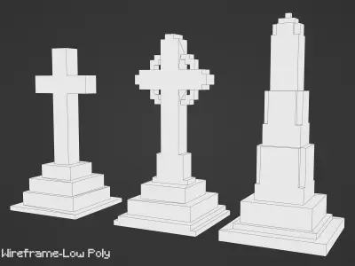Voxel Tombstone Set 1 3D model
