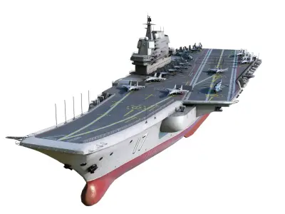 PLA NAVY Type 001A class aircraft carrier Shandong ship Low-poly 3D model