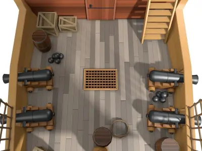 Low Poly Pirate Ship Low-poly 3D model