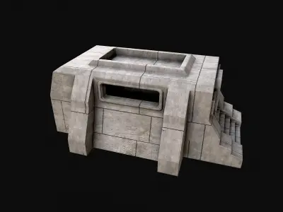 Military Concrete Bunker Base 5 Low-poly 3D model