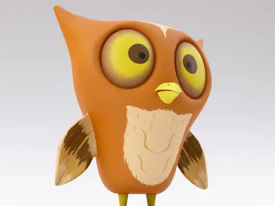 Owl low poly cartoon 3d model  Low-poly 3D model