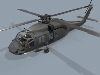 UH-60 Black Hawk Dark Basic Animation 3D model