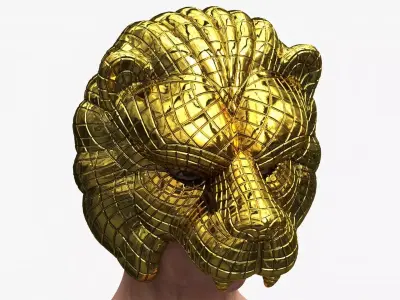 Decorative Lion Face Party Mask on Head 3D model