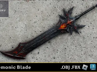 sword fantasy low-polygon Low-poly 3D model