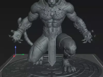 Jaguar Warrior STL DnD Tabletop Miniature 3D Print Model 3D print model