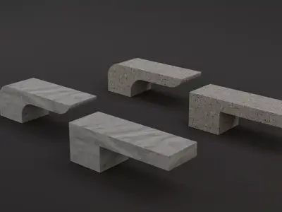 Outdoor Benches Low-poly 3D model